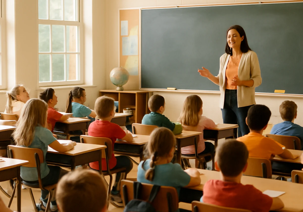 Primary school classroom during morning lesson time